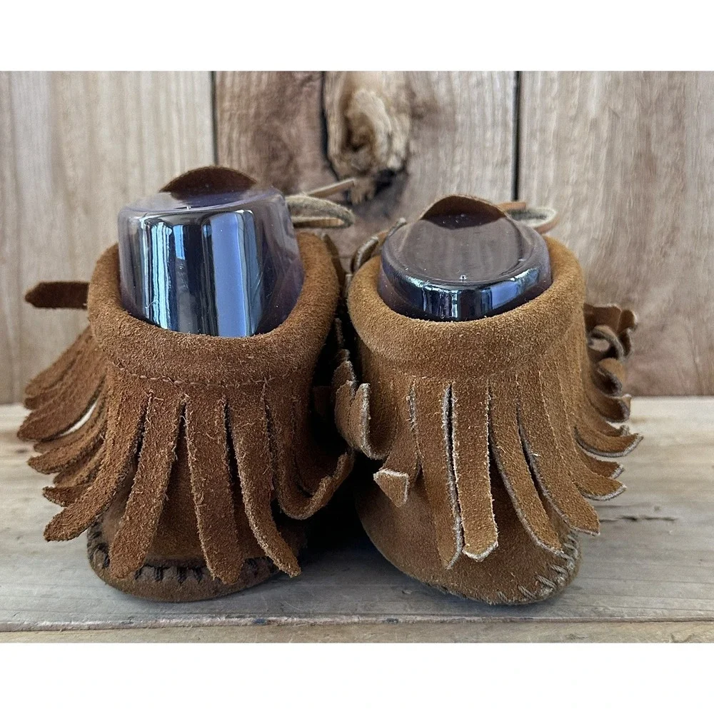 Minnetonka Fringe Suede Moccasins Shoes Kid's Sz 2 Cosplay HOBO
